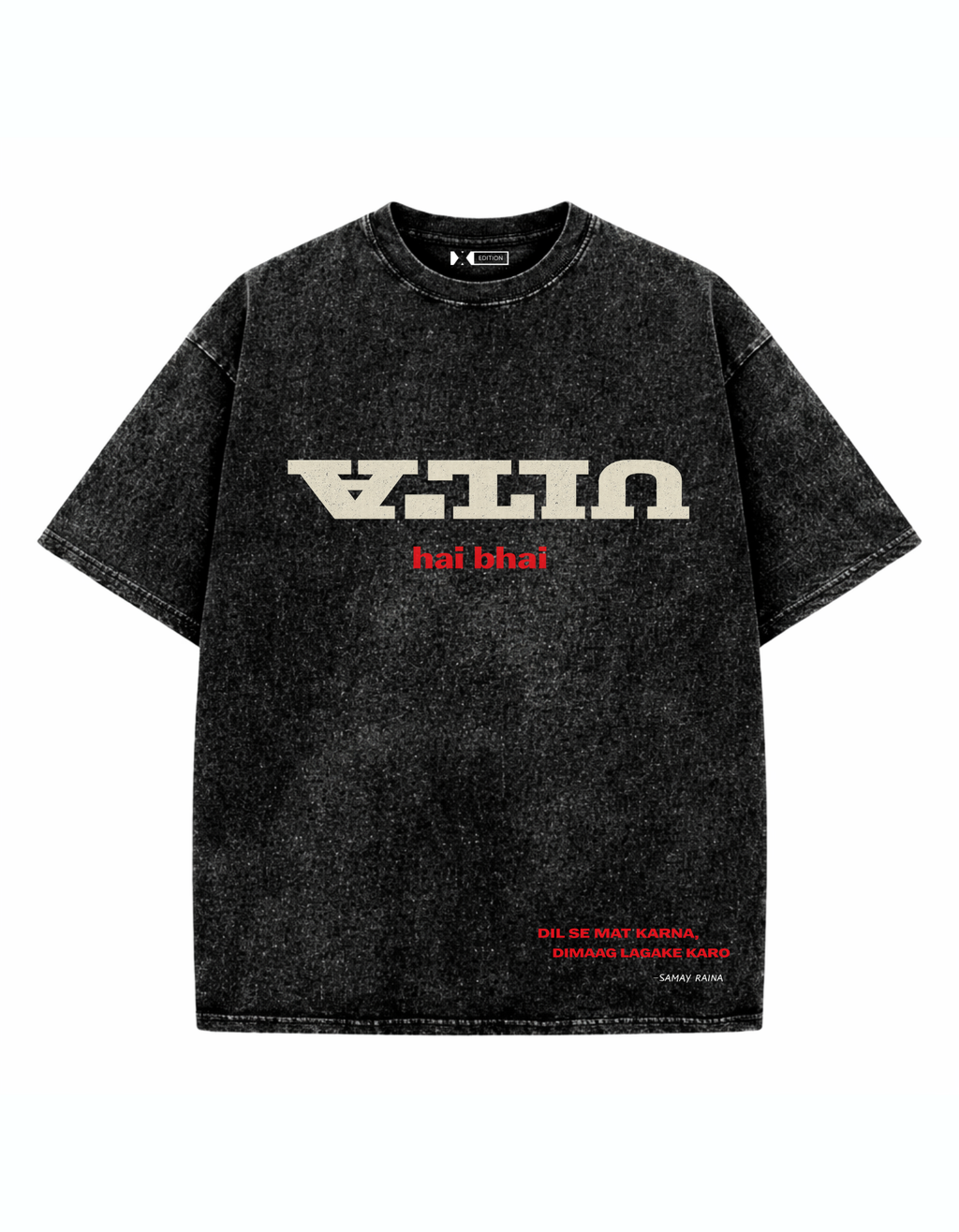Ulta Hai Bhai Acid Wash Oversized T-Shirt