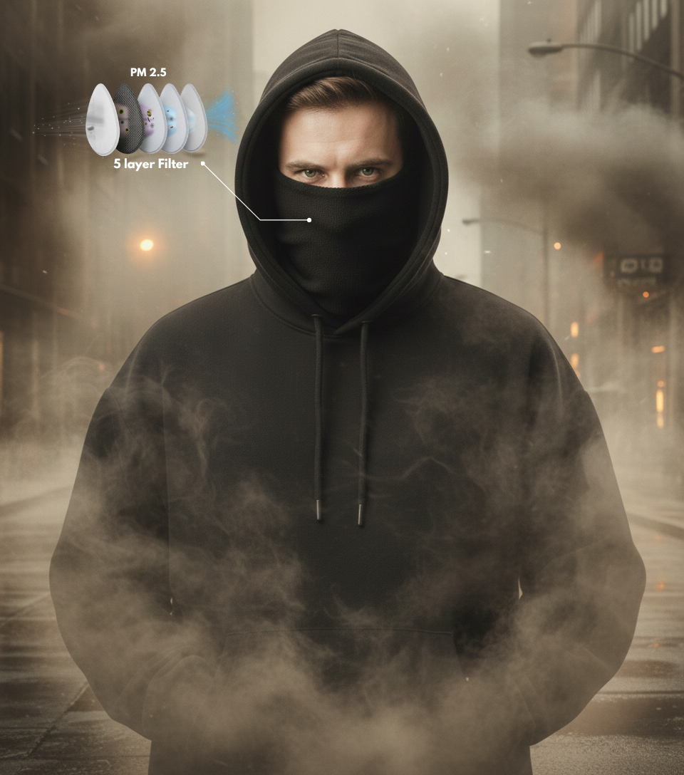 Anti-Pollution Hoodie with Built-In 5-Layer PM2.5 Filter x edition , balaclava hoodie 